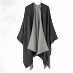 Feinstruktur Poncho für Damen mit Kontrastkante