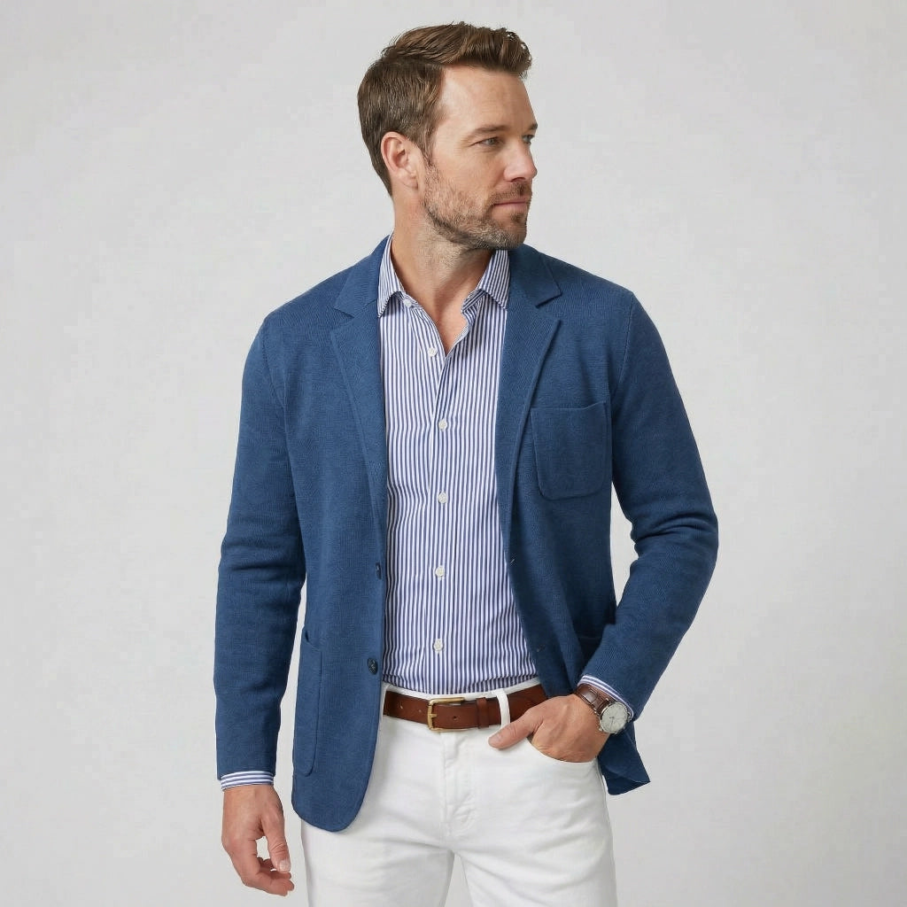 Jersey Sakko für Herren im Casual Stil mit aufgesetzten Taschen
