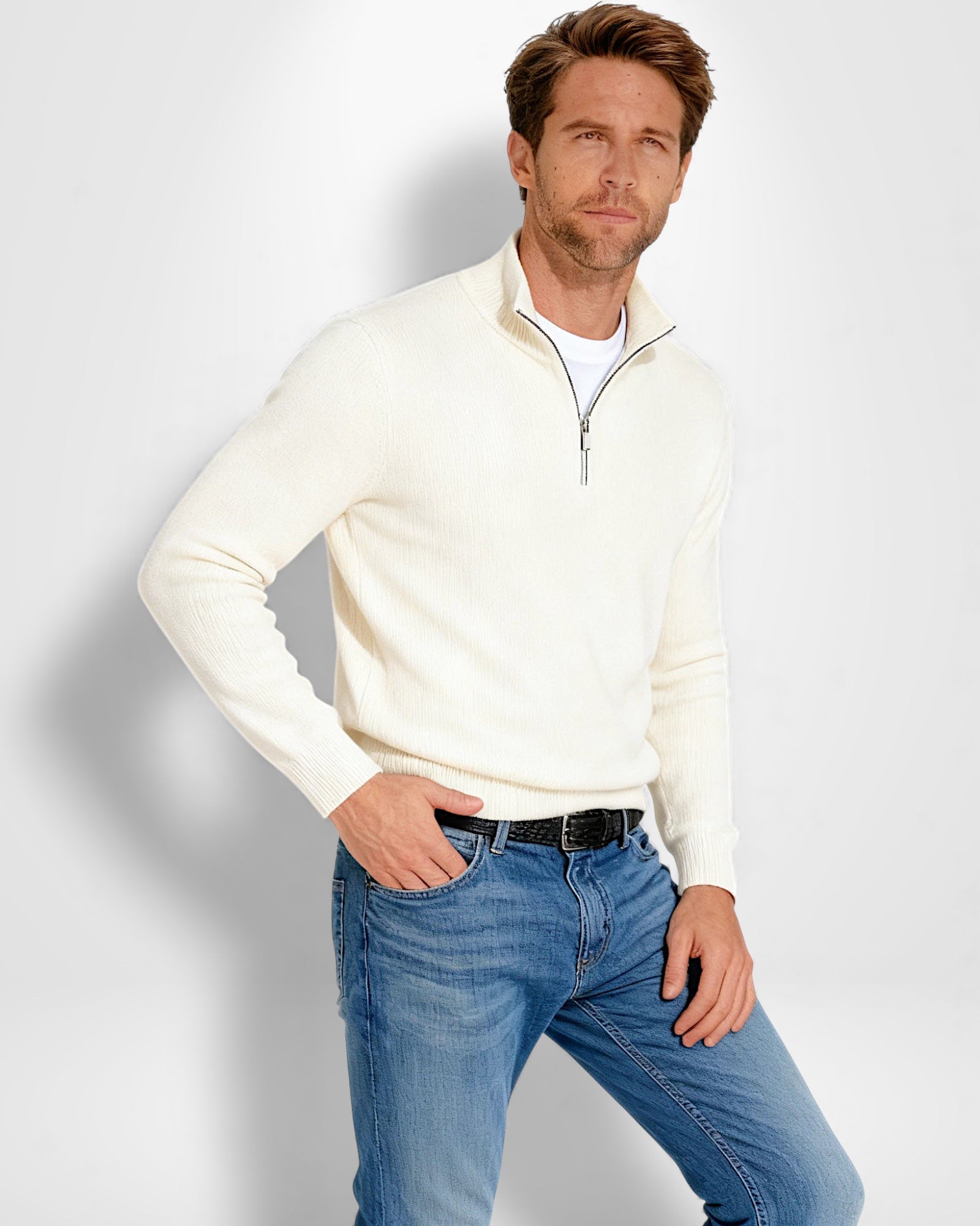 Pullover für Herren mit Zip-Kragen