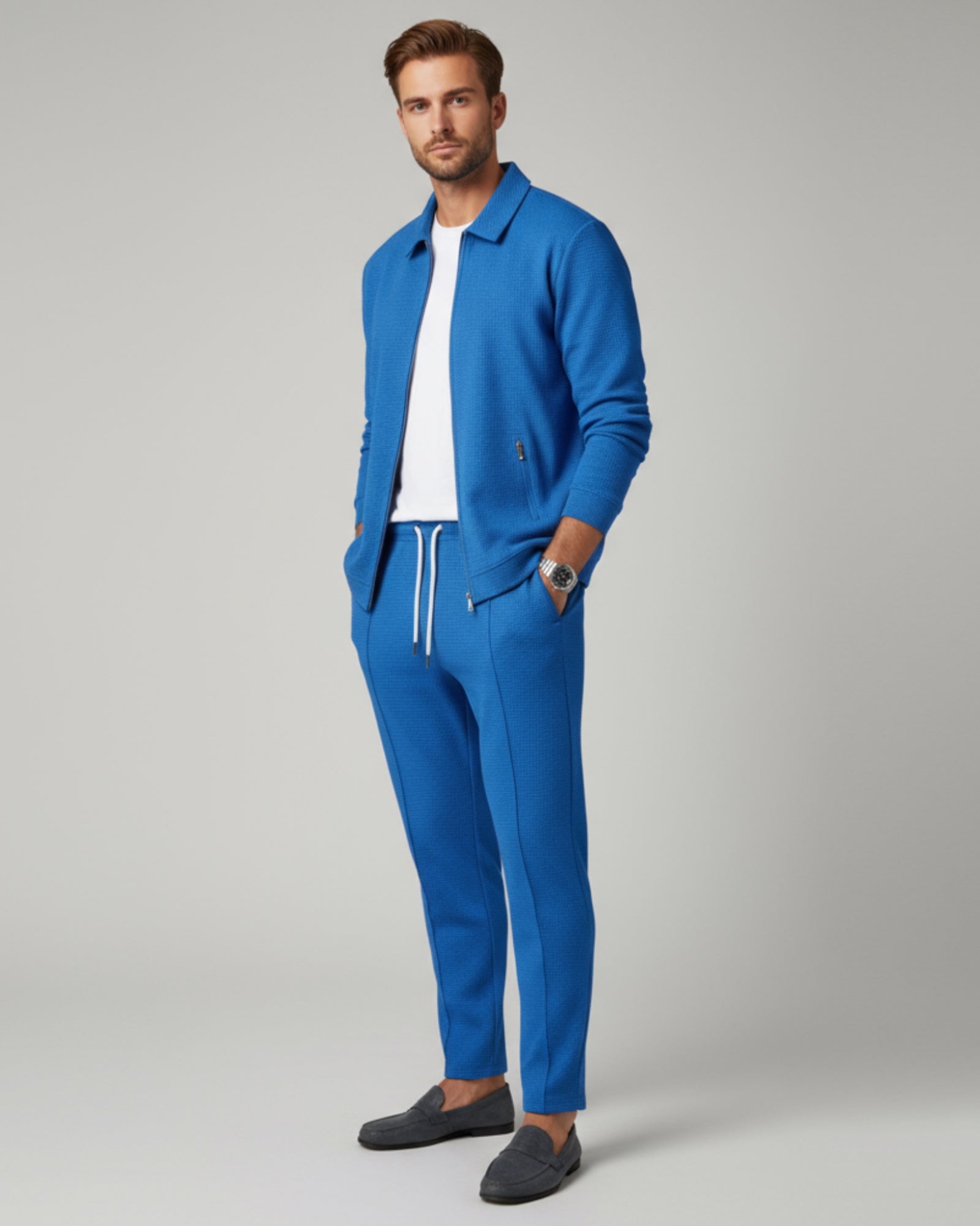 Herren Set aus Jacke mit Umlegekragen und Schlupfhose