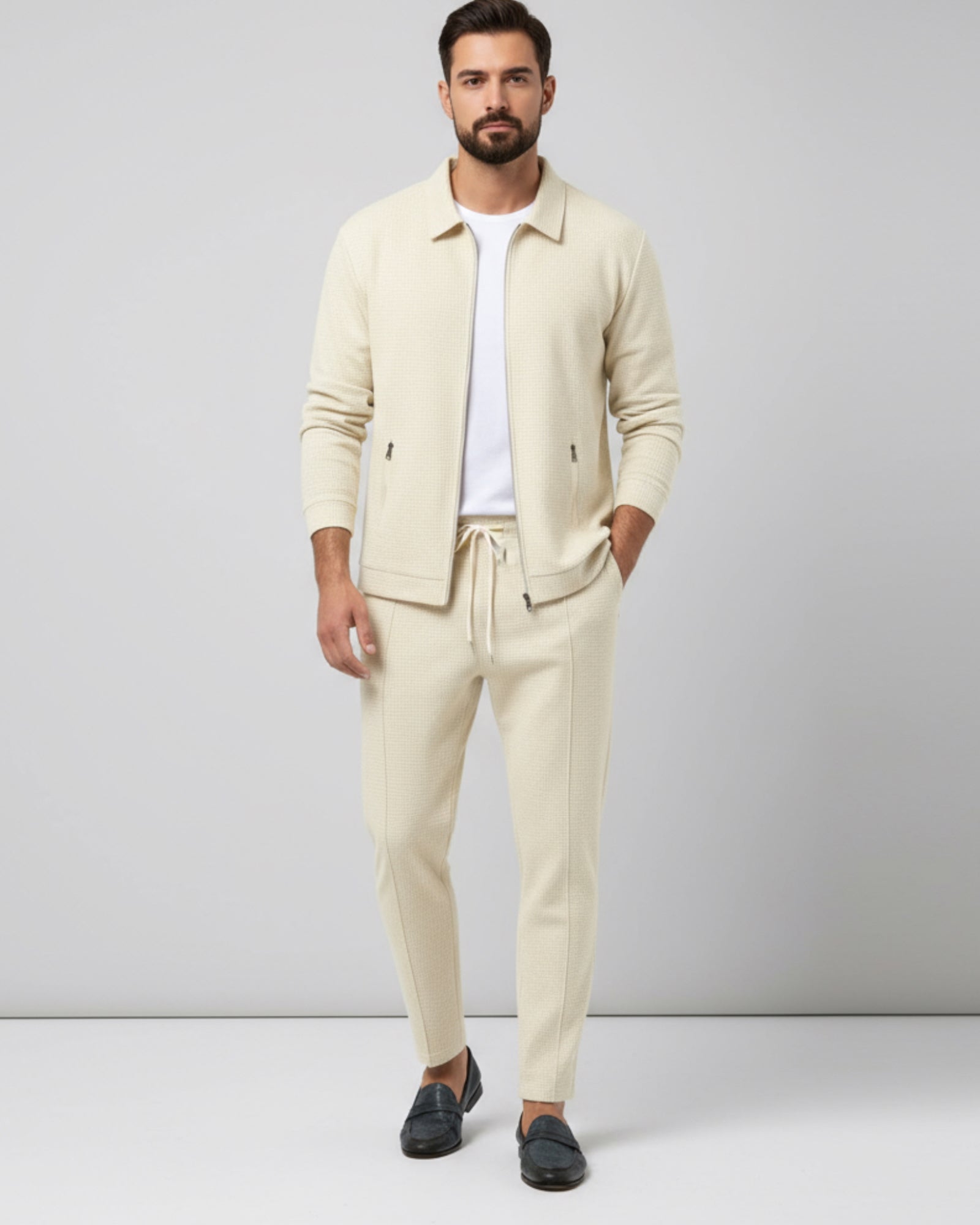 Herren Set aus Jacke mit Umlegekragen und Schlupfhose