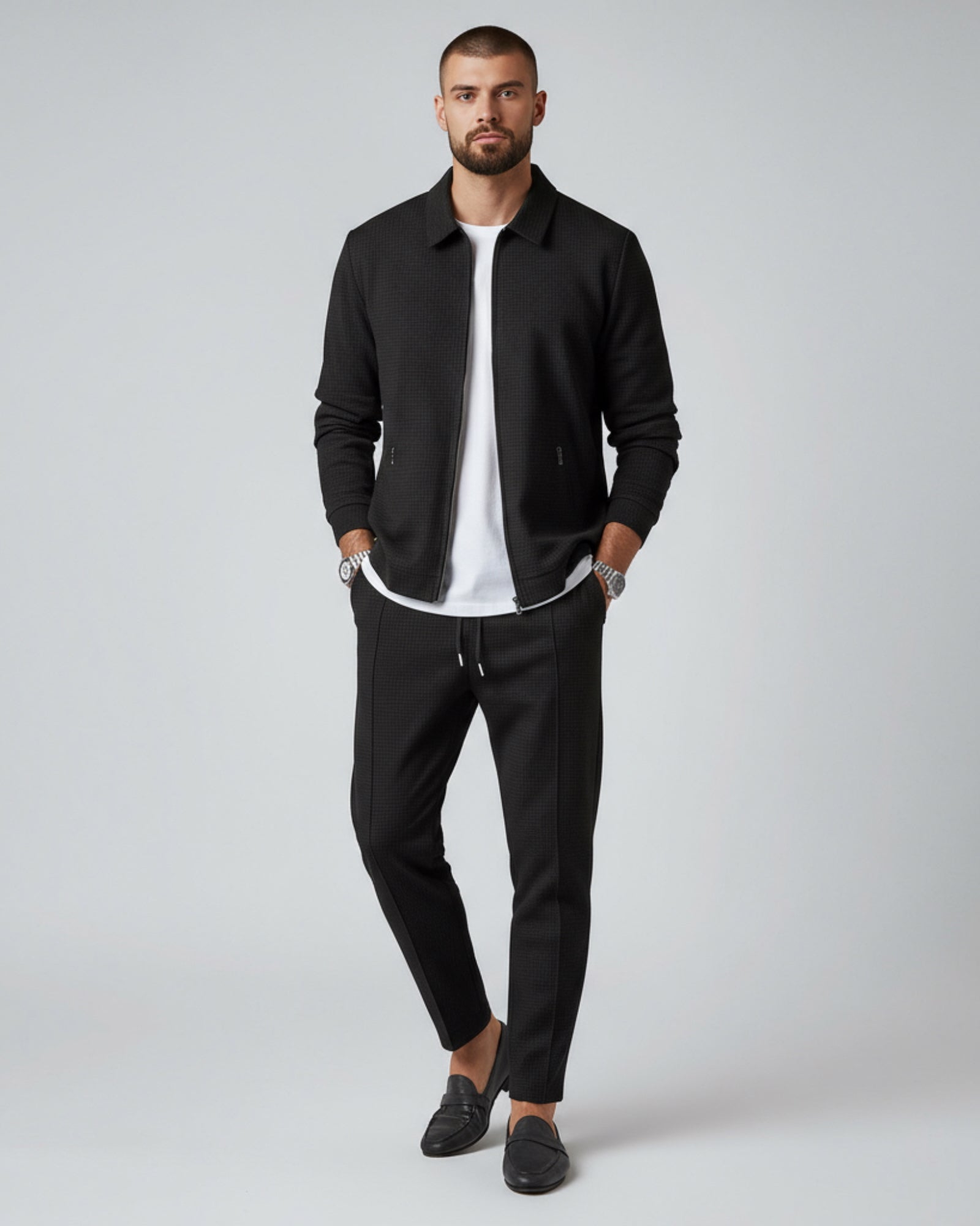 Herren Set aus Jacke mit Umlegekragen und Schlupfhose