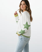 Buntes Langarm-Sweatshirt für Damen mit Applikationen