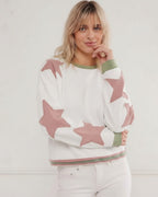 Buntes Langarm-Sweatshirt für Damen mit Applikationen