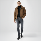 Lässige Übergangsjacke für Herren aus Kunstleder mit klassischer Kragen