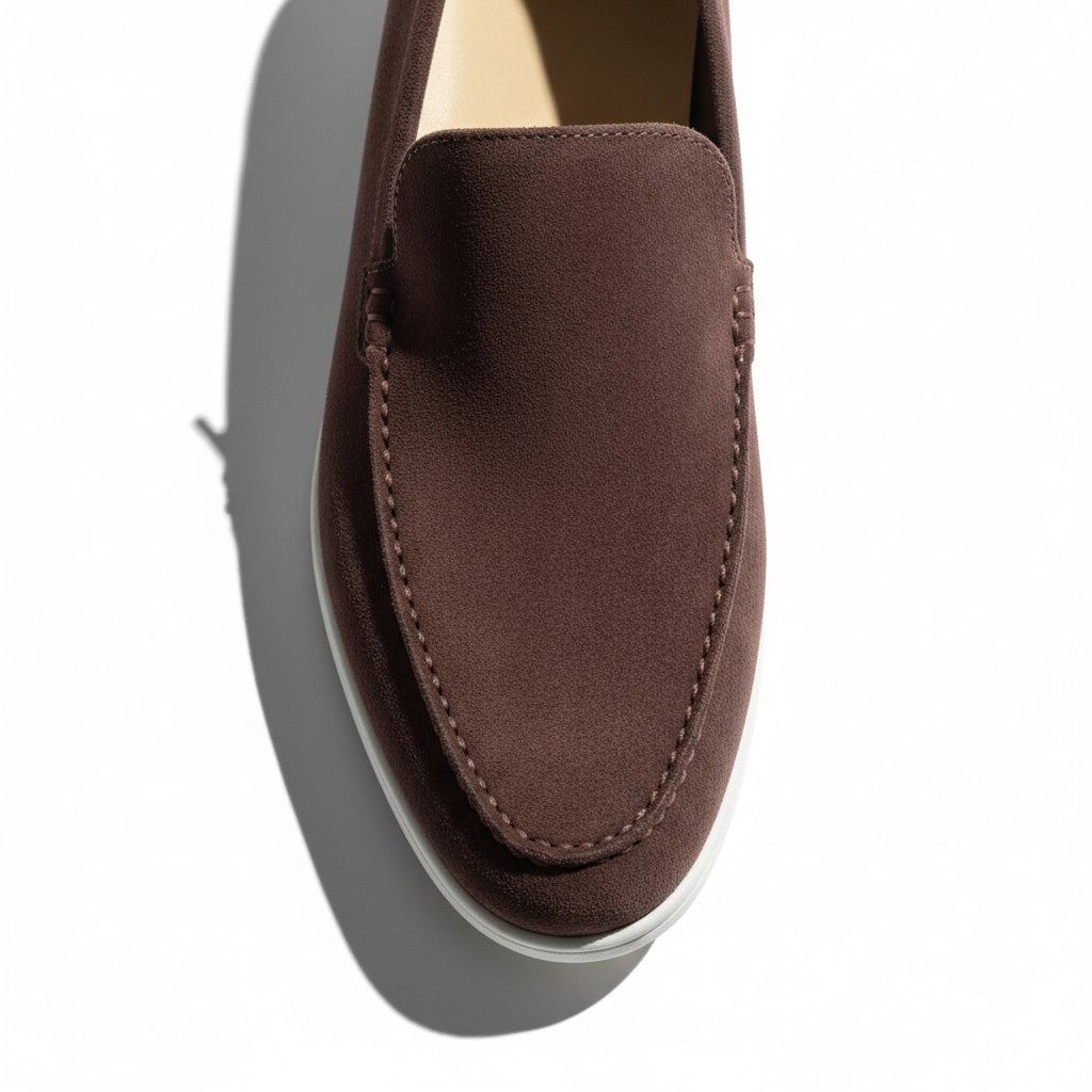 Loafer Schuhe für Herren in Velours-Optik mit Mokassin-Naht und Gummisohle