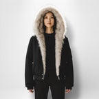 Unisex Kurzjacke mit Kunstfellkragen und elastischem Saum
