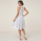 Abendkleid für Damen in A-Linie aus Chiffon im eleganten Stil Weiß 1