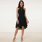 Abendkleid für Damen in A-Linie aus Chiffon im eleganten Stil Schwarz 8