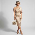 Abendkleid im Midi-Schnitt mit One Shoulder aus Satin 6