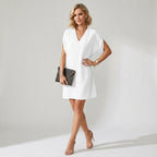 Abendkleid kurz im A-Linie-Schnitt elegant Weiß 2
