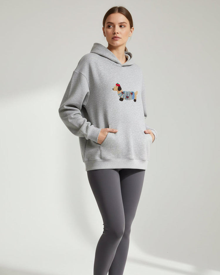 Oversized Hoodie mit auffälligem Hunde-Print für Damen und Herren