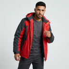 Herren Outdoorjacke winddicht mit Kapuze in Rot