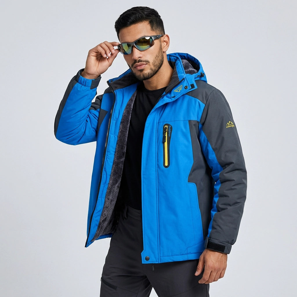 Herren Outdoorjacke winddicht mit Kapuze in Hellblau