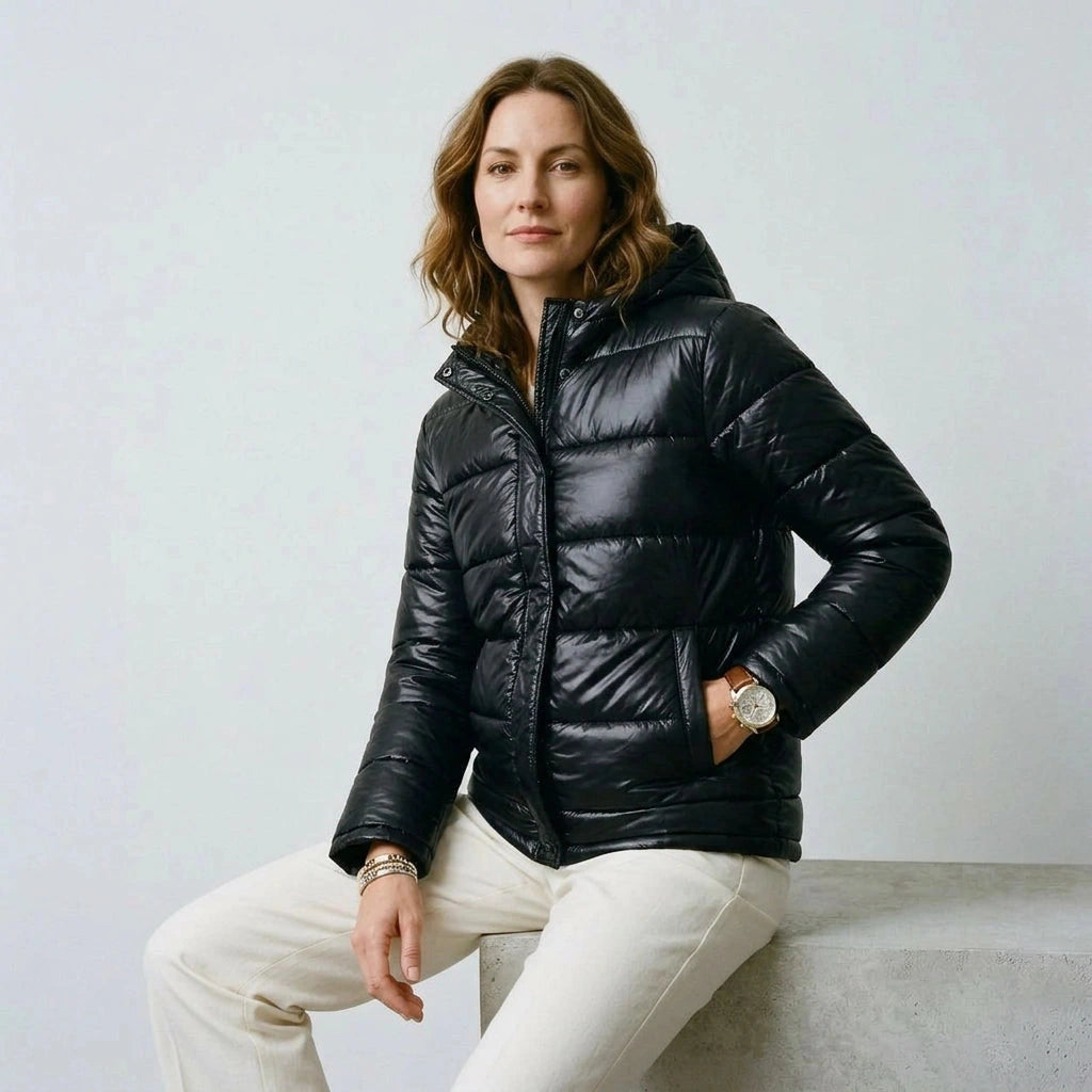 Leichte Damen-Steppjacke mit Kapuze – Ansicht 9 - Schwarz