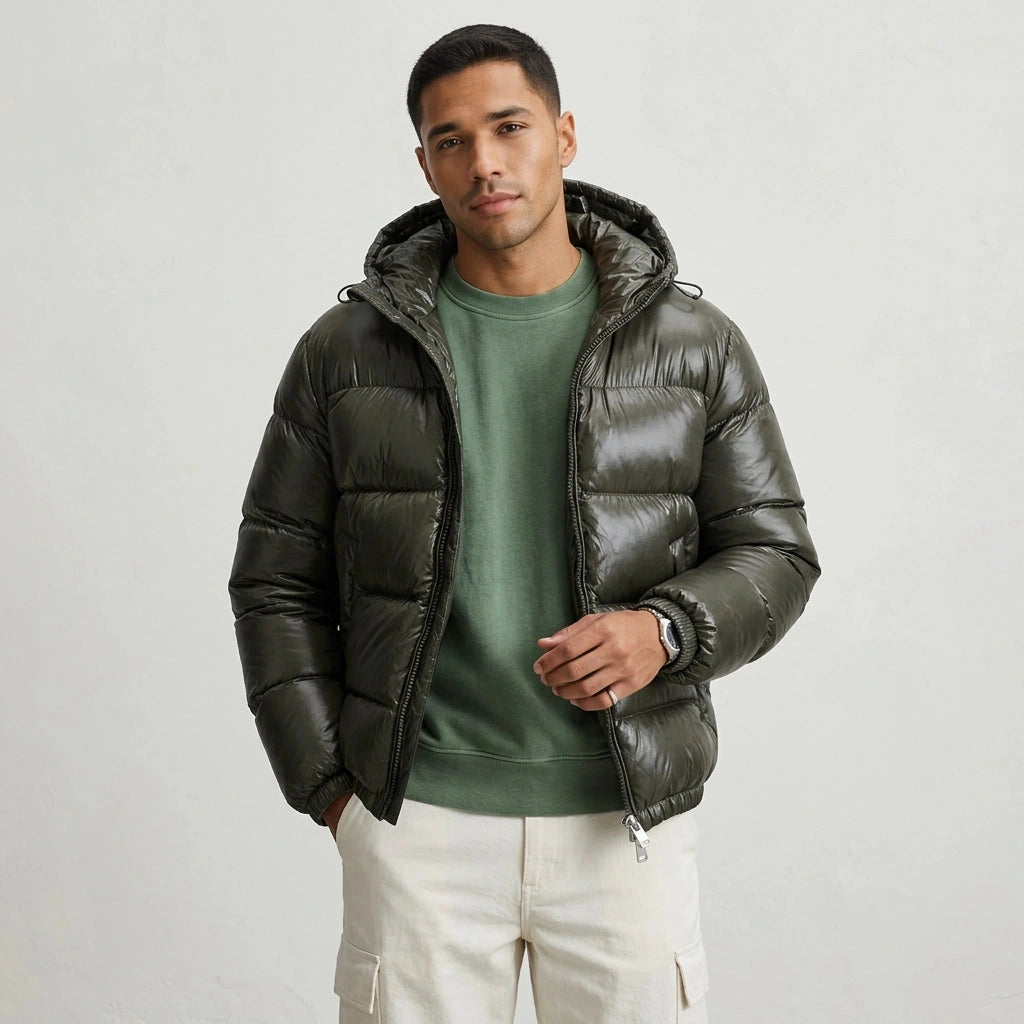 Unisex Steppjacke in Grün – Vorderansicht