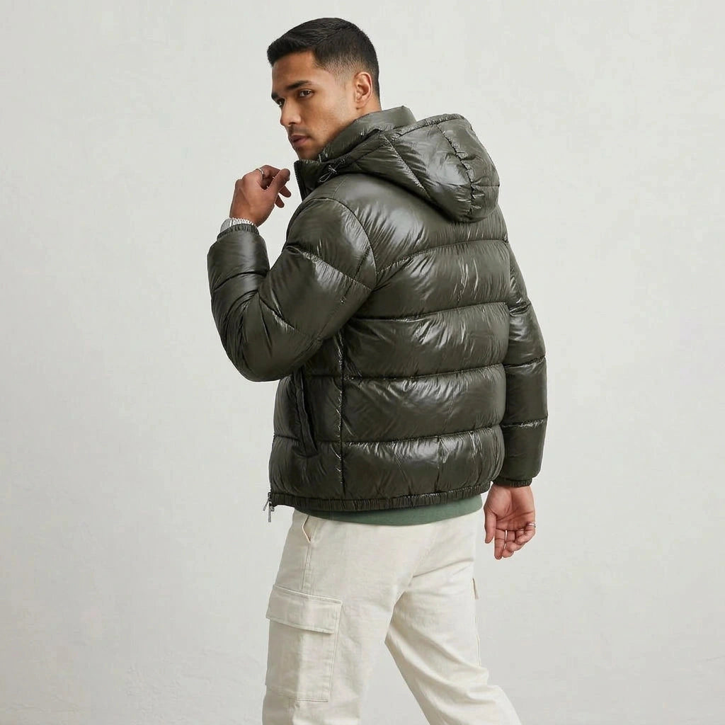 Unisex Steppjacke in Grün – Detailansicht