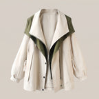 Wasserdichte Regenjacke mit Kapuze und Taillenzug in Weiß