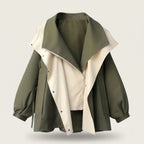 Wasserdichte Regenjacke mit Kapuze und Taillenzug in Grün