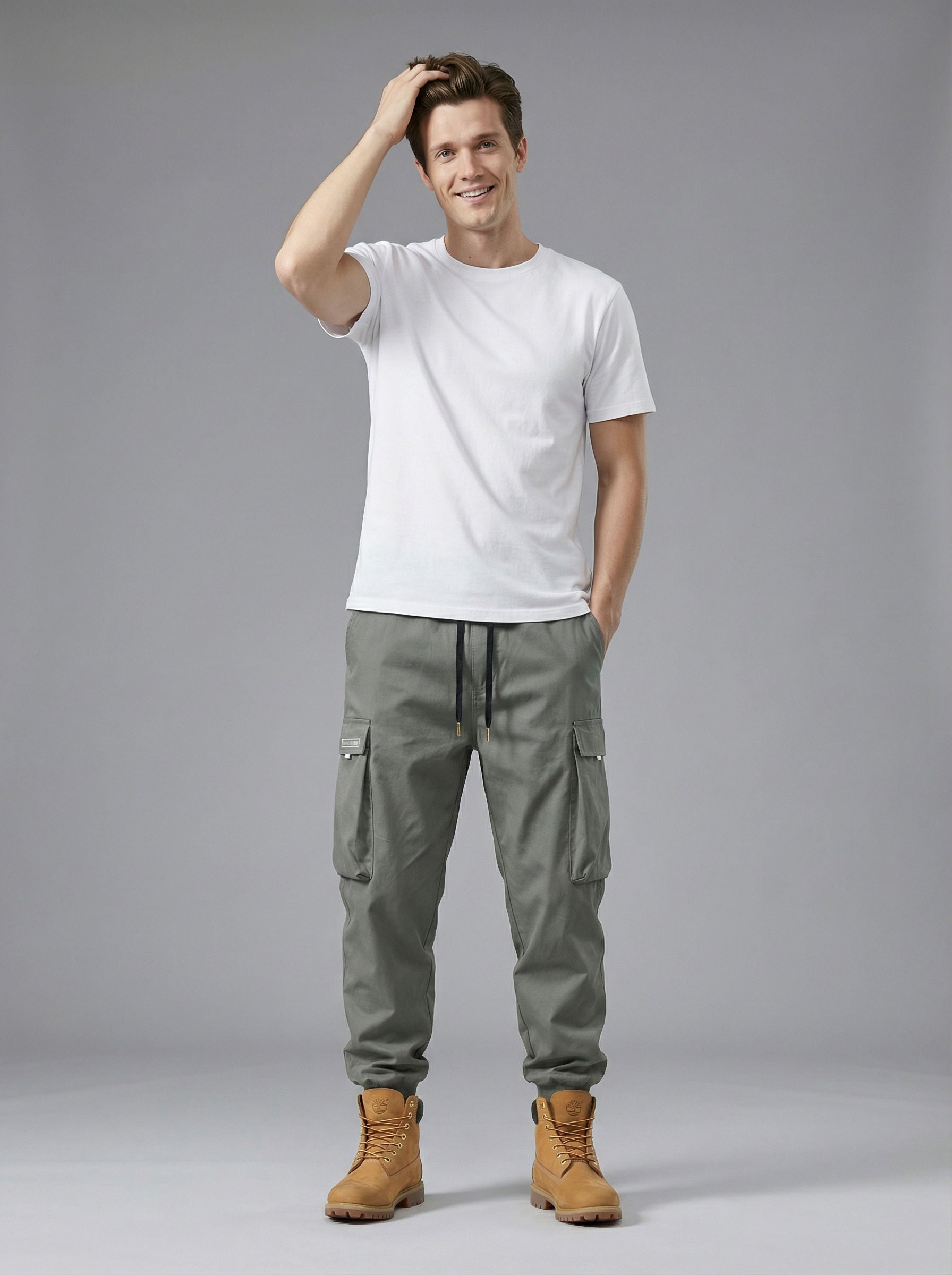 Jogger Tapered Cargo Hose für Herren mit Kordelzug und Bündchen