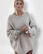 Oversized Damen Strickpullover für Leggings