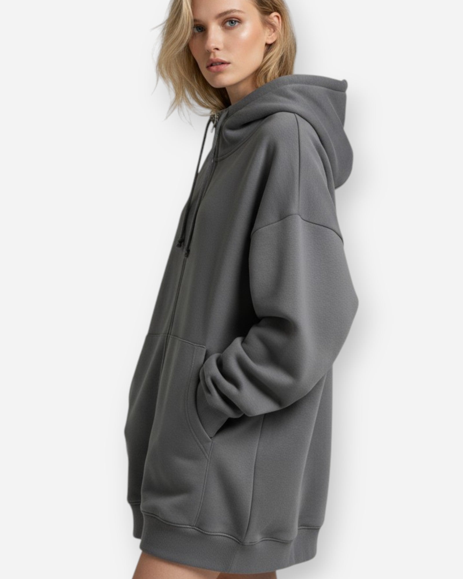 Kapuzenpullover für Damen mit Reißverschluss - Oversize und Lang
