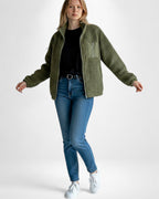 Leichte Fleecejacke mit hohem Kragen und Brusttasche