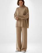 Einfarbiges Roolkragenpullover Strickset für Damen