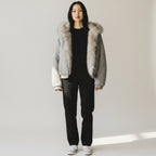 Unisex Kurzjacke mit Kunstfellkragen und elastischem Saum