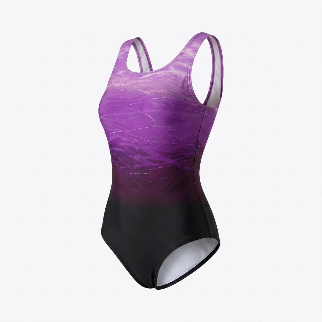 Sportlicher Badeanzug für Damen im Einteiler Stil Lila 4