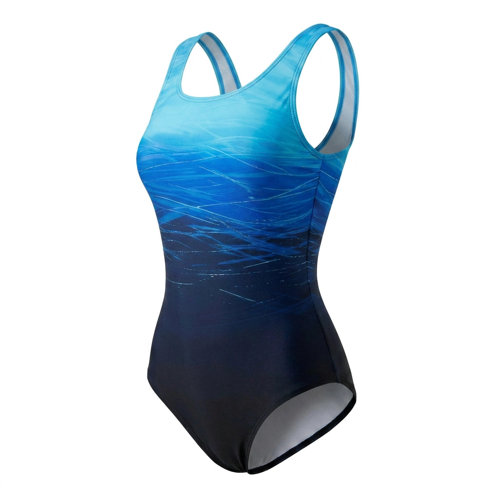 Sportlicher Badeanzug für Damen im Einteiler Stil Blau 6