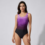 Sportlicher Badeanzug für Damen im Einteiler Stil Lila 8