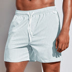 Badeshorts für Herren in knielanger Form mit Gummibund im Streifenmuster 16