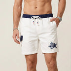 Badeshorts für Herren in kurzer Form mit Gummibund im sportlichen Stil Weiß 3