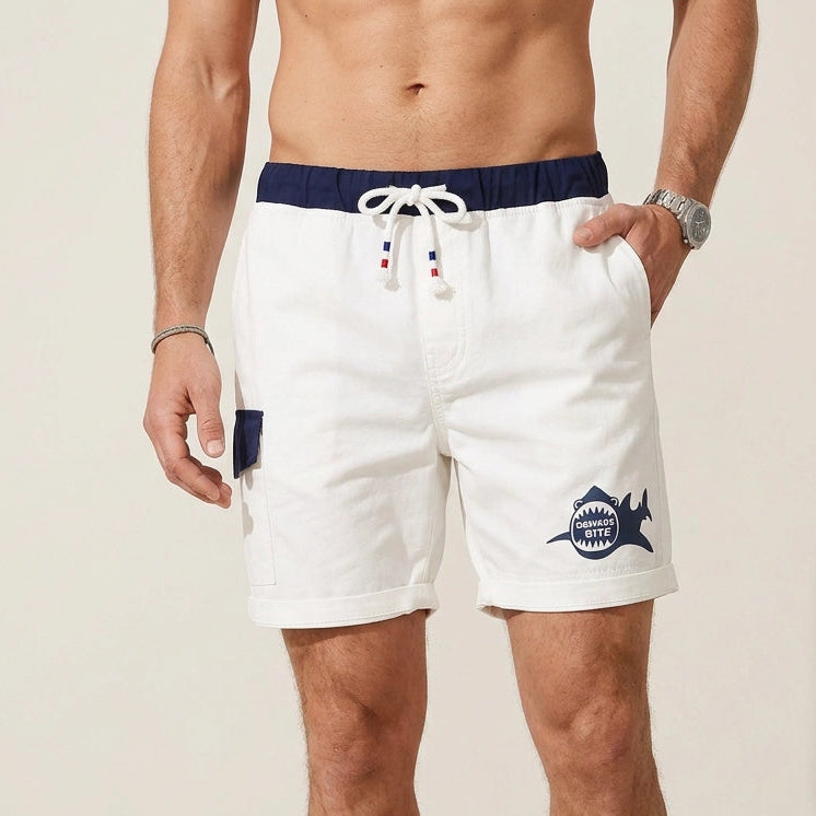 Badeshorts für Herren in kurzer Form mit Gummibund im sportlichen Stil Weiß 3