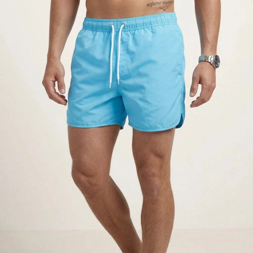 Badeshorts für Herren in kurzer Form mit wasserabweisender Funktion im sportlichen Stil Hellblau 12