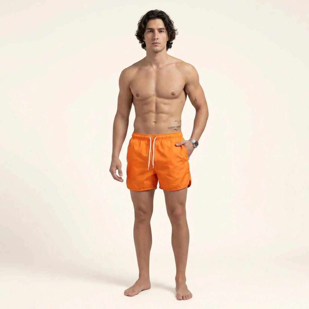 Badeshorts für Herren in kurzer Form mit wasserabweisender Funktion im sportlichen Stil Orange 2