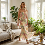 Bandeau kleid für Damen in trägerloser Form aus Chiffon mit Blumenprint 4