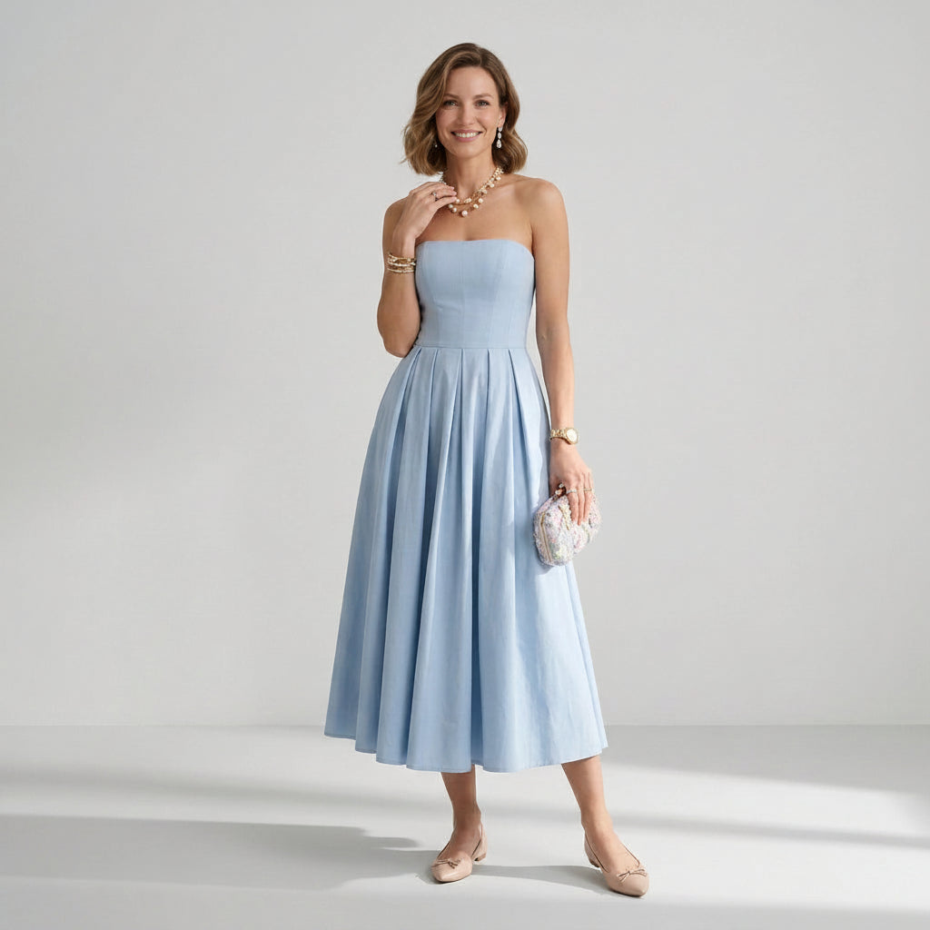 Bandeau kleid für Damen in trägerloser Form für festliche Anlässe Blau 1