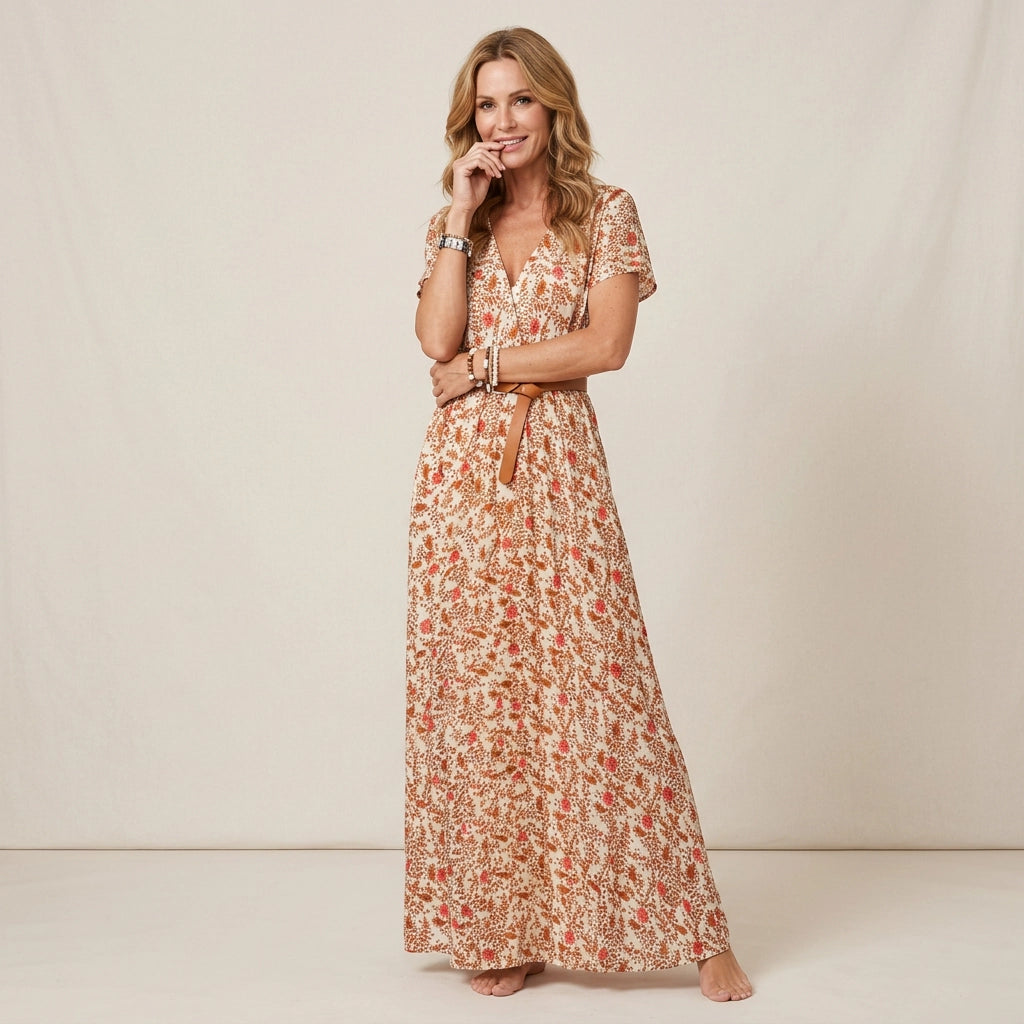 Sommerkleid für Damen mit Ärmeln in Blumenprint 1
