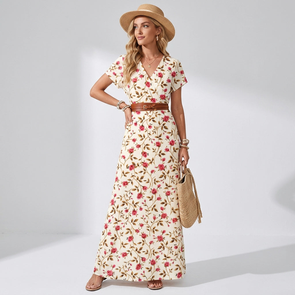 Sommerkleid für Damen mit Ärmeln in Blumenprint 6