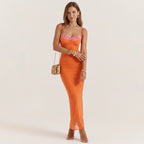 Bandeau kleid für Damen mit Spitze in enger Passform im Abendkleid-Stil Orange 2