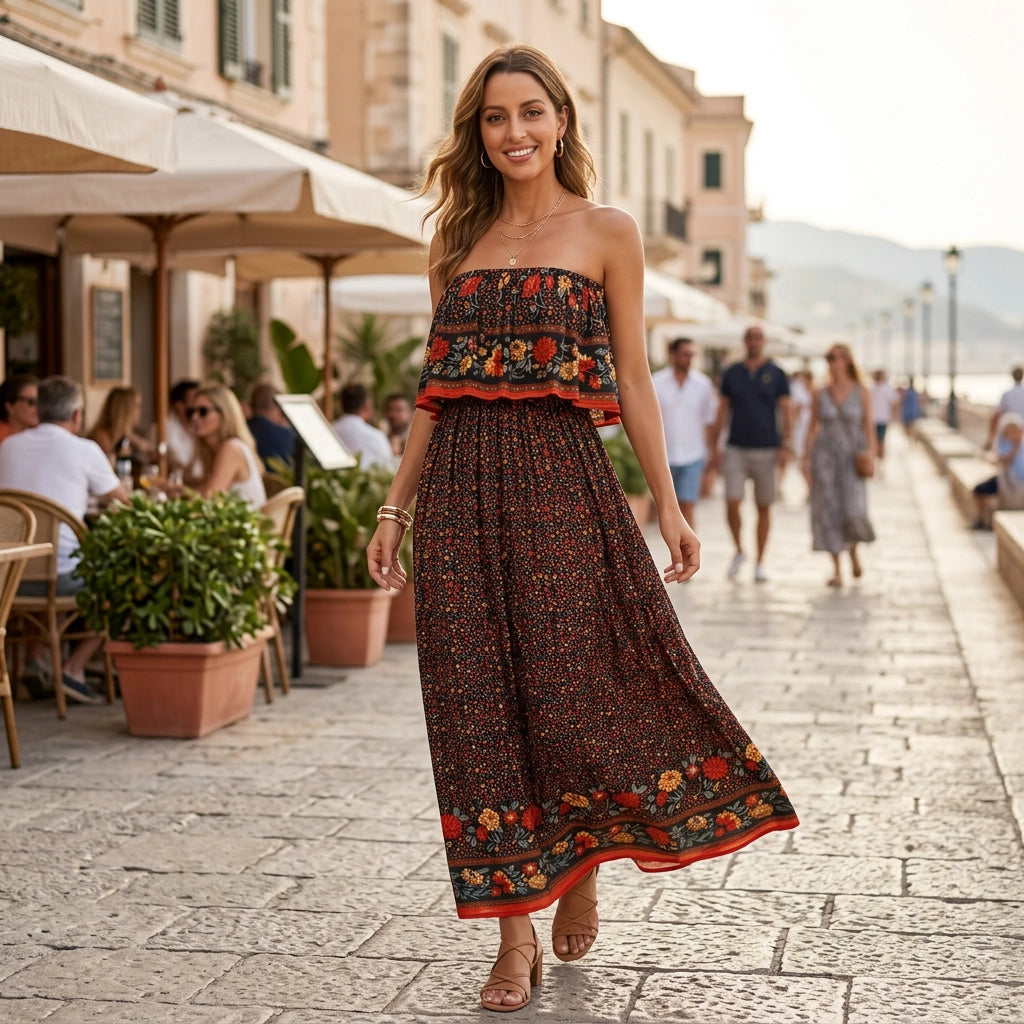 Bandeaukleid für Damen in trägerloser Form im sommerlichen Stil für den Sommer Schwarz 2