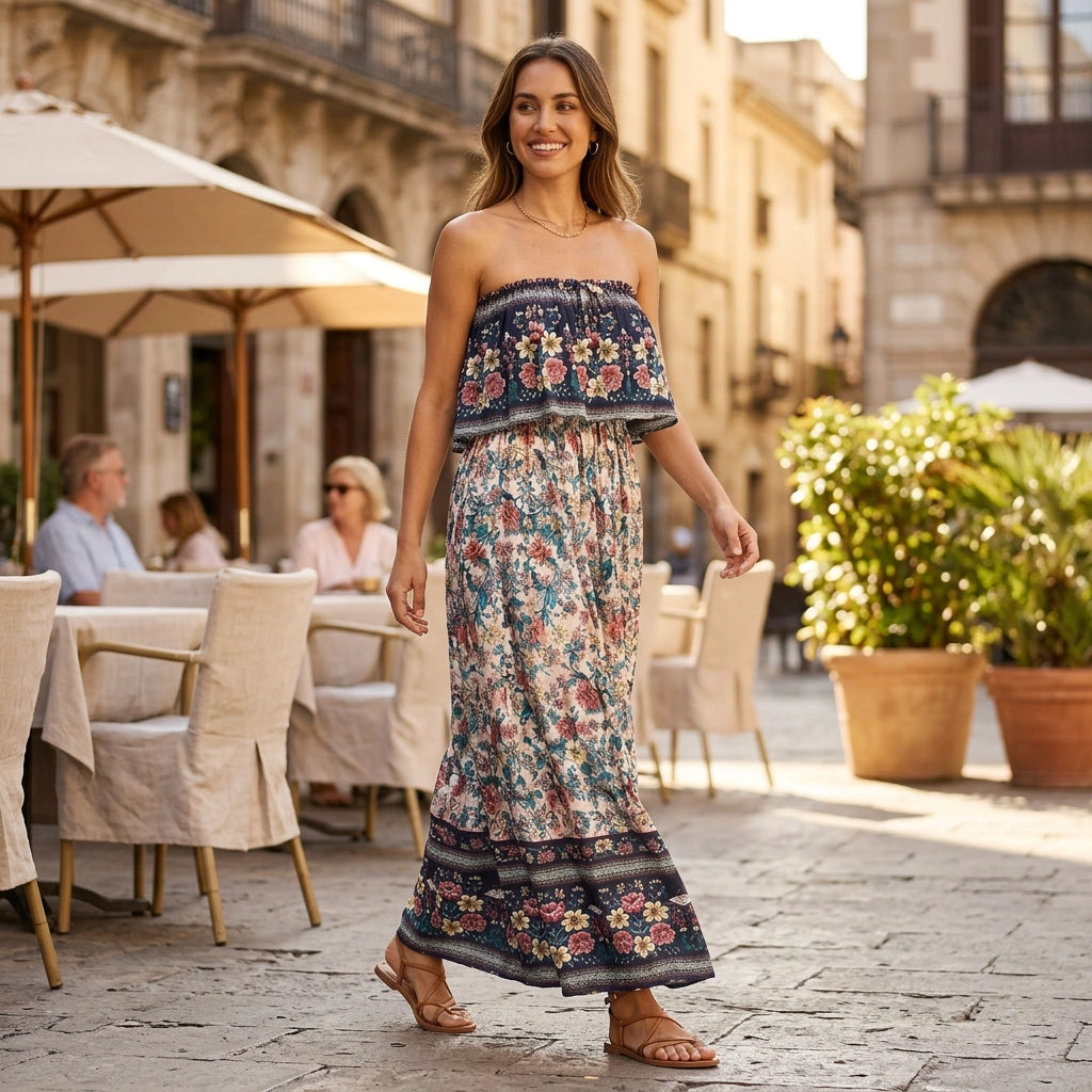 Bandeaukleid für Damen in trägerloser Form im sommerlichen Stil für den Sommer Dunkelblau 3