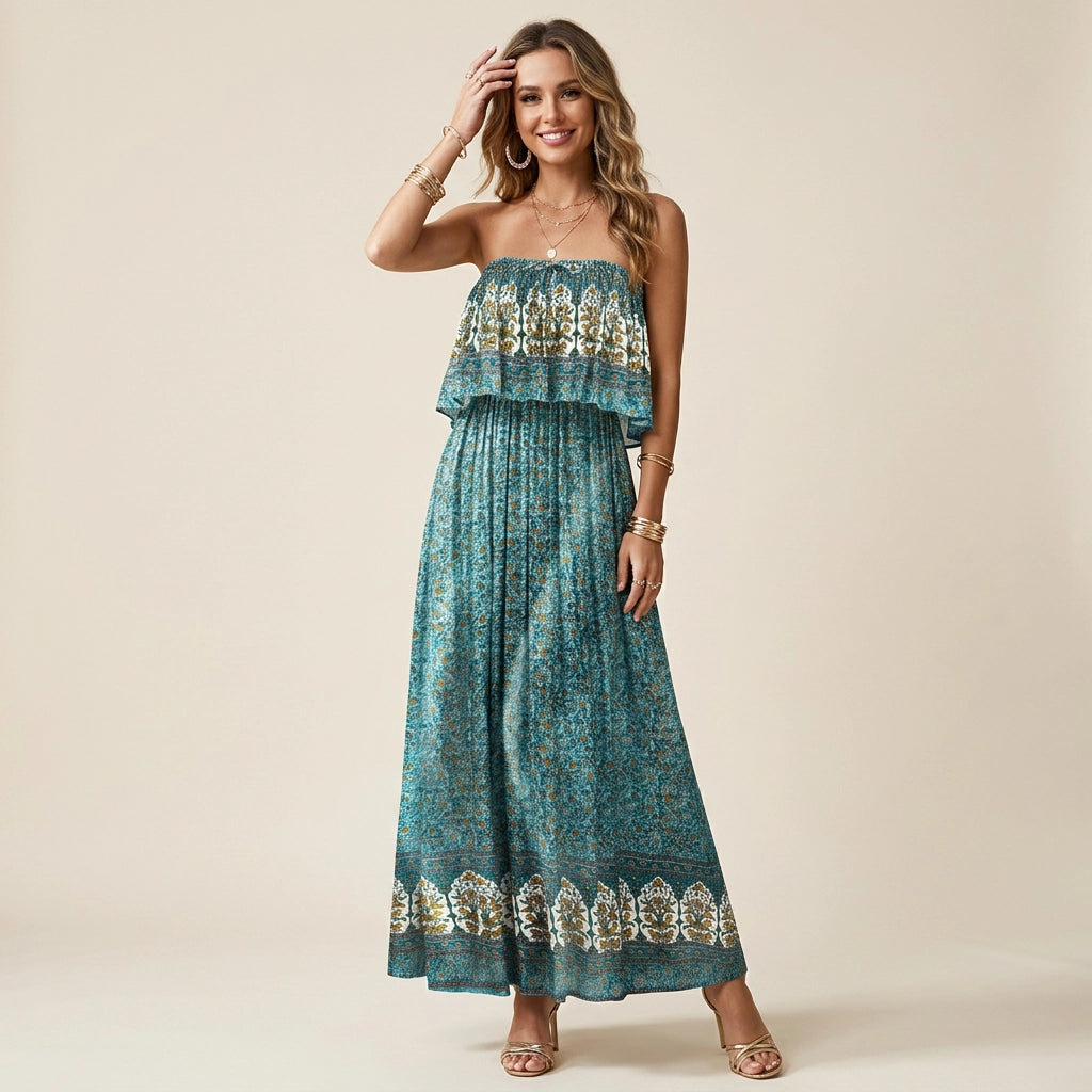 Bandeaukleid für Damen in trägerloser Form im sommerlichen Stil für den Sommer Mintgrün 5