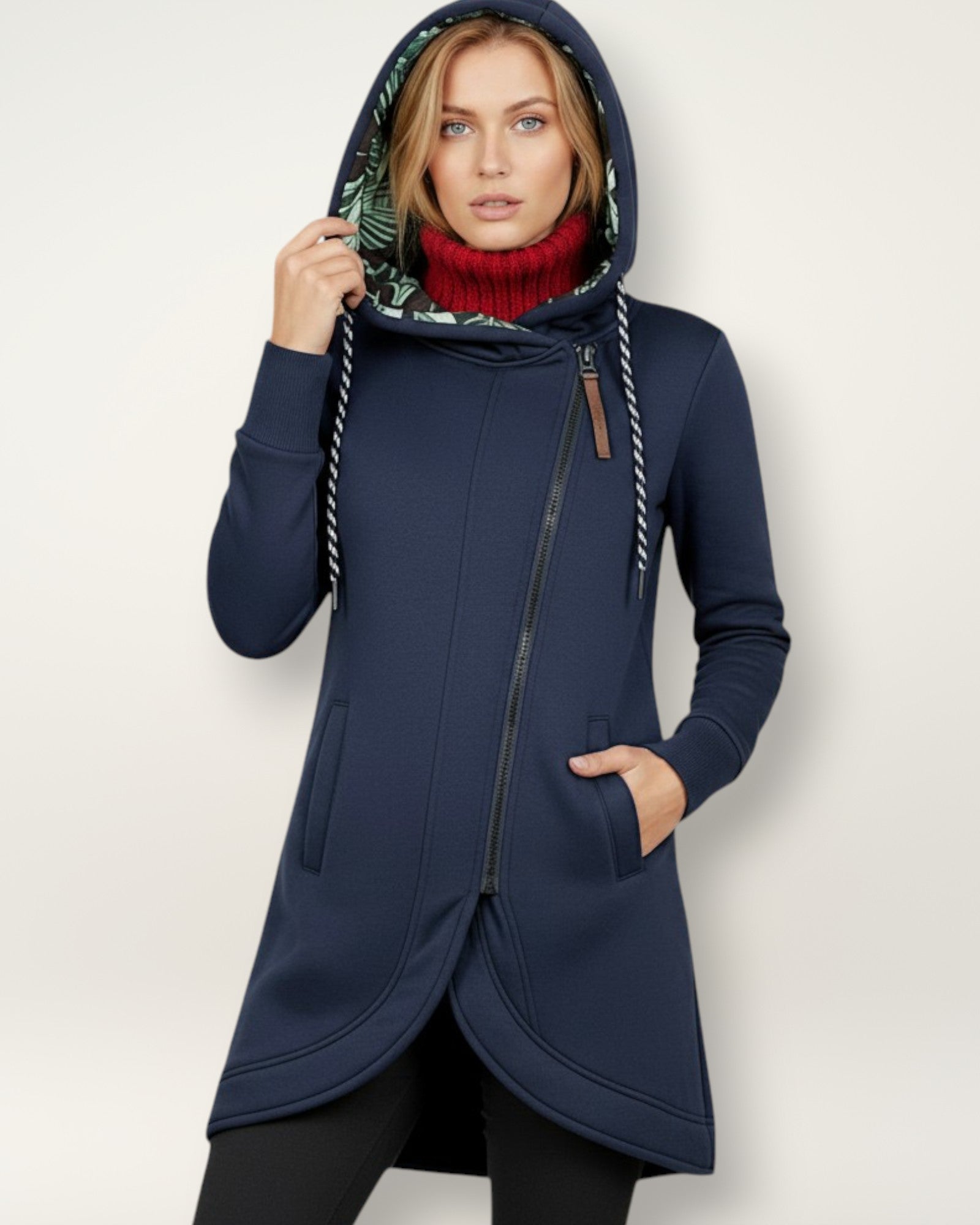 Winddichte Winterjacke für Damen mit verlängertem Rücken