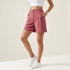 Bermuda für Damen aus Leinen mit High Waist Altrosa 11