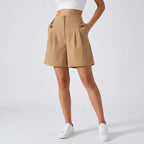 Bermuda für Damen aus Leinen mit High Waist Khaki 2