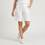 Bermudashorts für Damen aus Leinen mit Gummizug in weiter Passform Weiß 3