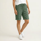 Bermudashorts für Damen aus Leinen mit Gummizug in weiter Passform Grün 5